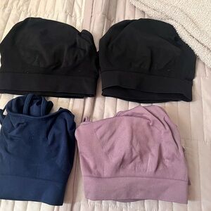 Set of Black, Navy, and Purple Sports Bra
